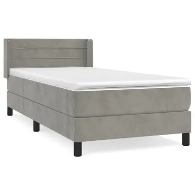 vidaXL Box spring postelja z vzmetnico svetlo siva 80x200 cm žamet