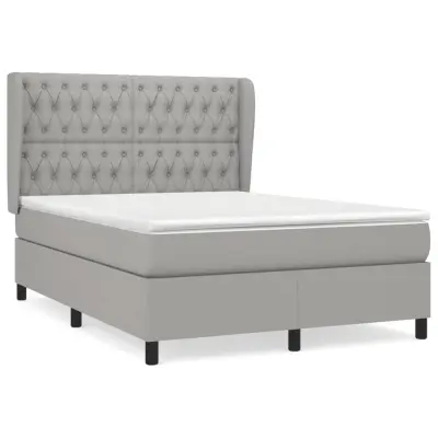 vidaXL Box spring postelja z vzmetnico svetlo siva 140x200 cm blago