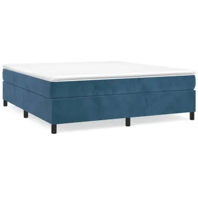 vidaXL Box spring postelja z vzmetnico temno modra 200x200 cm žamet