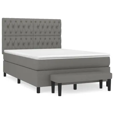 vidaXL Box spring postelja z vzmetnico temno siva 140x200 cm blago