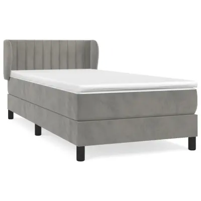 vidaXL Box spring postelja z vzmetnico svetlo siva 80x200 cm žamet
