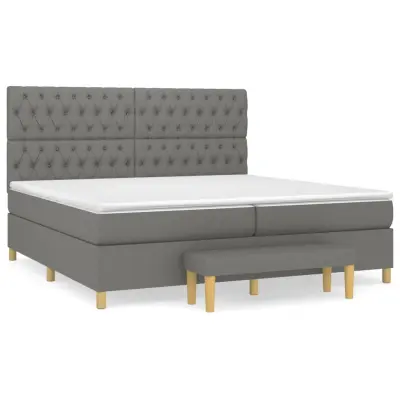 vidaXL Box spring postelja z vzmetnico temno siva 200x200 cm blago
