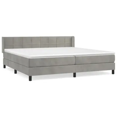 vidaXL Box spring postelja z vzmetnico svetlo siva 200x200 cm žamet