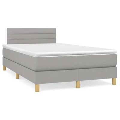 vidaXL Box spring postelja z vzmetnico svetlo siva 120x200 cm blago