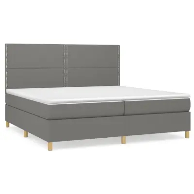vidaXL Box spring postelja z vzmetnico temno siva 200x200 cm blago
