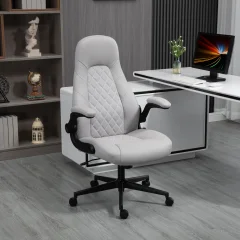 Vinsetto Ergonomski pisarniški stol z zložljivimi nasloni za roke, pisarniški stol z nastavljivo višino in funkcijo nagibanja, 67x70x112-122 cm, siva