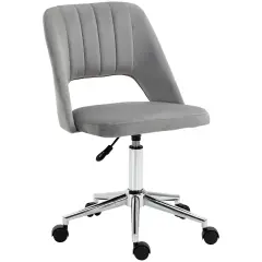 Vinsetto Ergonomski vrtljivi pisarniški stol, oblazinjen pisarniški stol z nastavljivo višino, siv 49x54x79-91cm
