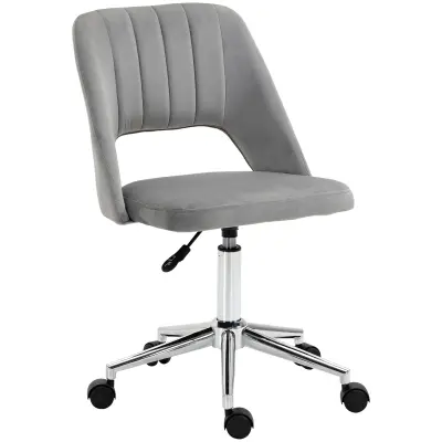 Vinsetto Ergonomski vrtljivi pisarniški stol, oblazinjen pisarniški stol z nastavljivo višino, siv 49x54x79-91cm