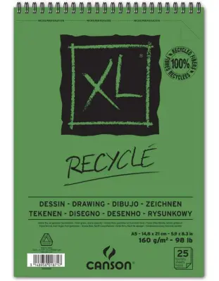 Skicirka spirala XL Recycled A5 160 g, 25 listna