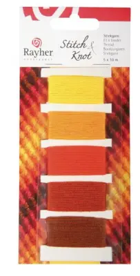 Bombažne vrvice "Stitch & Knot", oranžne, 5barvx10m
