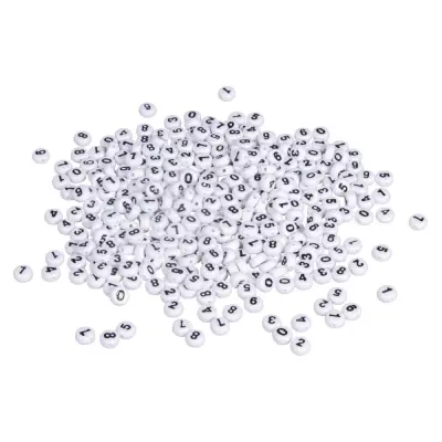 Perle številke, plastične, 6mm, bele, 40g