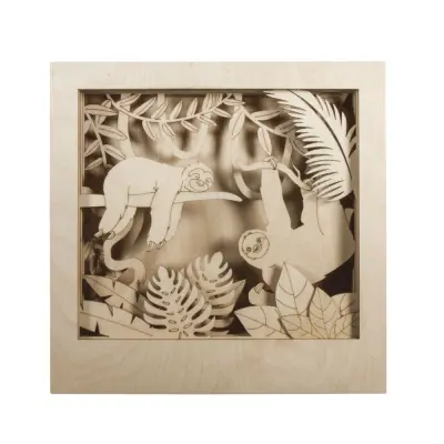 Lesena sestavljanka Lenivec, 24x24x6.5cm, 11-delna