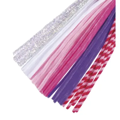 Kosmate žičke,mix pink, 0.9x30cm, set 30
