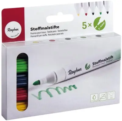 Set flomastri za tekstil debeli 5 kosov, za svetle tkanine