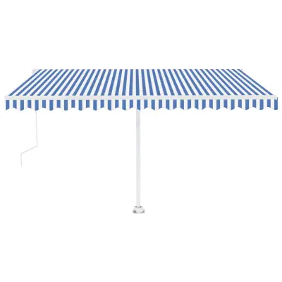 vidaXL Avtomatska tenda LED + senzor 450x350 cm modra in bela