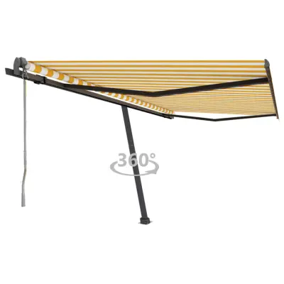 vidaXL Prostostoječa avtomatska tenda 400x350 cm rumena/bela