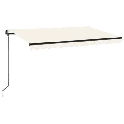 vidaXL Ročno zložljiva tenda z LED lučmi 400x350 cm krem