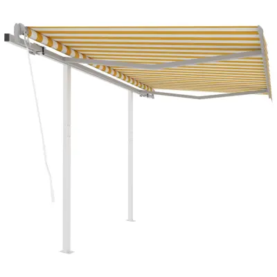 vidaXL Avtomatsko zložljiva tenda s stebrički 3x2,5 m rumena in bela