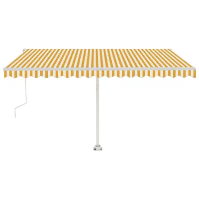 vidaXL Prostostoječa avtomatska tenda 450x350 cm rumena/bela