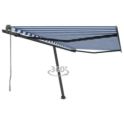 vidaXL Prostostoječa avtomatska tenda 400x350 cm modra/bela