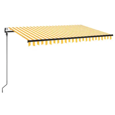 vidaXL Avtomatska tenda LED + senzor 450x300 cm rumeno/bela