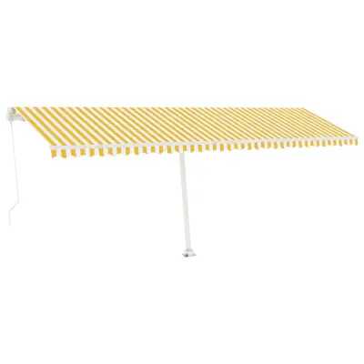 vidaXL Prostostoječa ročno zložljiva tenda 600x350 cm rumena/bela