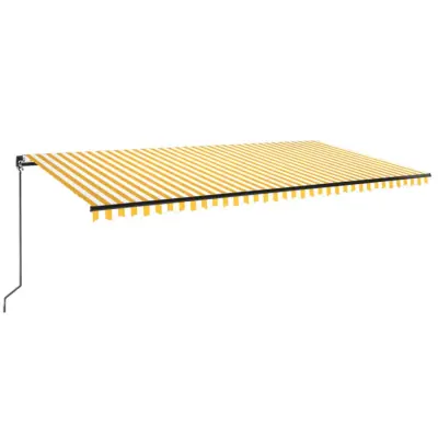 vidaXL Ročno zložljiva tenda z LED lučmi 600x350 cm rumena in bela