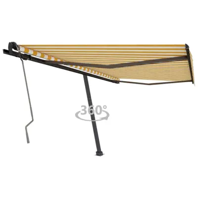 vidaXL Prostostoječa ročno zložljiva tenda 400x350 cm rumena/bela