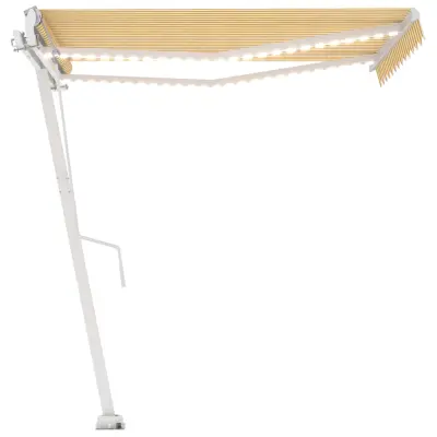 vidaXL Avtomatska tenda LED + senzor 350x250 cm rumena/bela