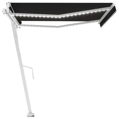 vidaXL Avtomatska tenda LED + senzor 450x300 cm antracitna