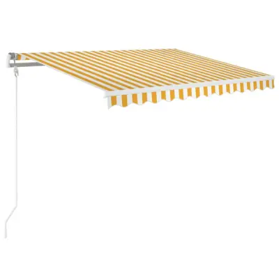 vidaXL Avtomatsko zložljiva tenda 350x250 cm rumena in bela
