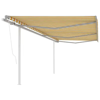 vidaXL Avtomatsko zložljiva tenda s stebrički 6x3,5 m rumena in bela