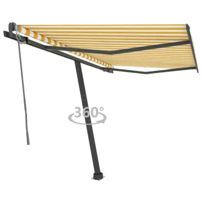 vidaXL Prostostoječa avtomatska tenda 300x250 cm rumena/bela