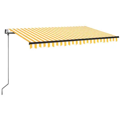 vidaXL Avtomatsko zložljiva tenda 400x350 cm rumena in bela