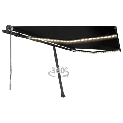 vidaXL Avtomatska tenda LED + senzor 400x350 cm antracitna