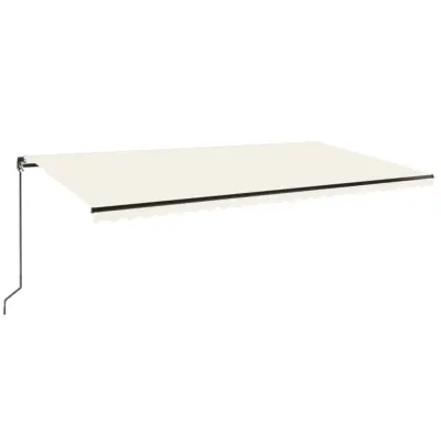 vidaXL Ročno zložljiva tenda z LED lučmi 600x350 cm krem