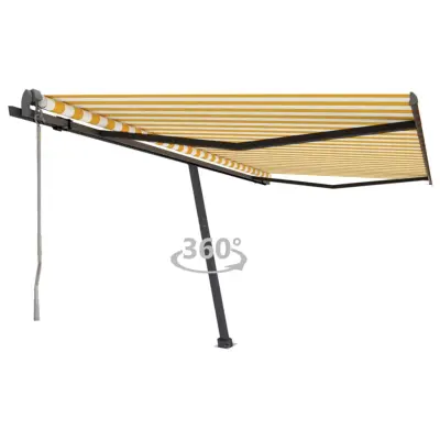 vidaXL Prostostoječa avtomatska tenda 450x300 cm rumena/bela