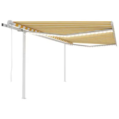vidaXL Avtomatska tenda LED + senzor 4,5x3,5 m rumena in bela
