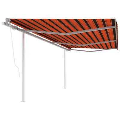vidaXL Avtomatsko zložljiva tenda s stebrički 6x3 m oranžna in rjava