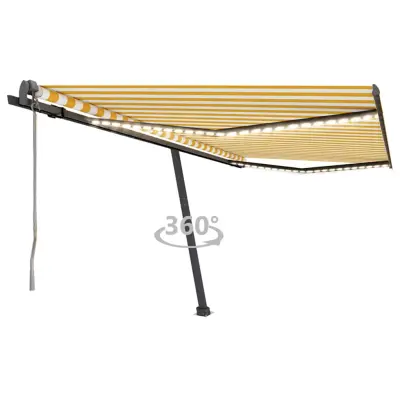 vidaXL Avtomatska tenda LED + senzor 400x300 cm rumena/bela