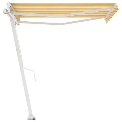 vidaXL Prostostoječa ročno zložljiva tenda 350x250 cm rumena/bela