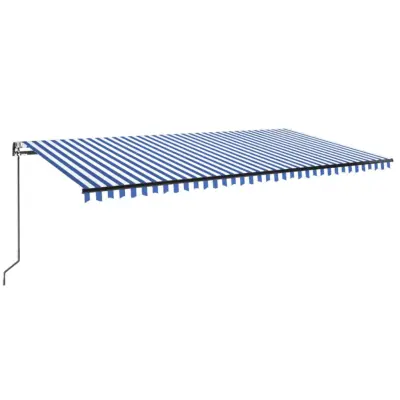vidaXL Avtomatska tenda 600x350 cm modra in bela