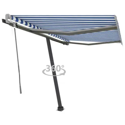 vidaXL Prostostoječa avtomatska tenda 300x250 cm modra/bela