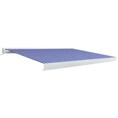vidaXL Motorizirana kasetna tenda 400x300 cm modra in bela