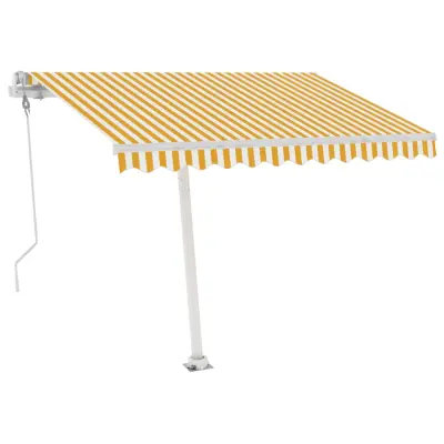 vidaXL Prostostoječa avtomatska tenda 350x250 cm rumena/bela