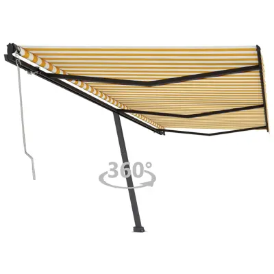 vidaXL Prostostoječa avtomatska tenda 600x350 cm rumena/bela