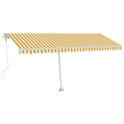 vidaXL Avtomatska tenda LED + senzor 500x350 cm rumena/bela