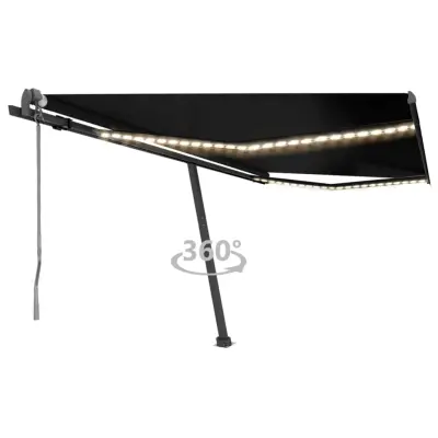 vidaXL Avtomatska tenda LED + senzor 400x300 cm antracitna