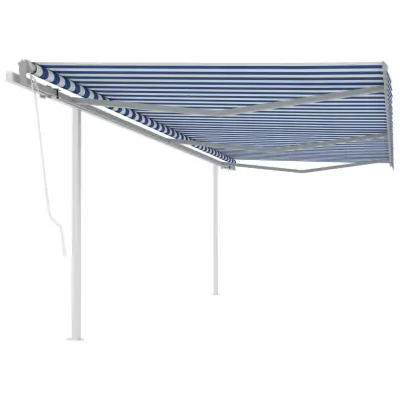vidaXL Avtomatsko zložljiva tenda s stebrički 6x3 m modra in bela