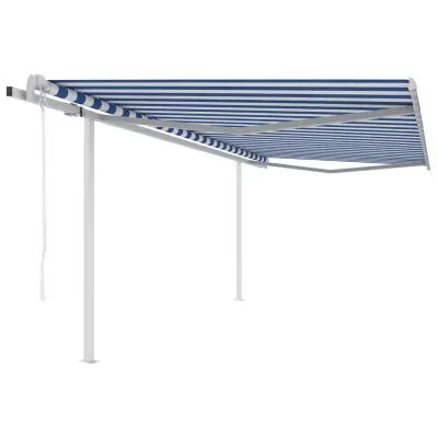 vidaXL Avtomatsko zložljiva tenda s stebrički 4,5x3,5 m modra in bela